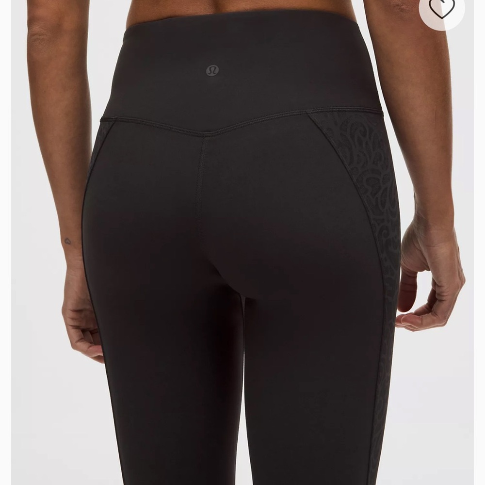 Lululemon Paisley Lace Overlay Tight 25" Leggings Pants Black Women’s Size 8 - Picture 6 of 10